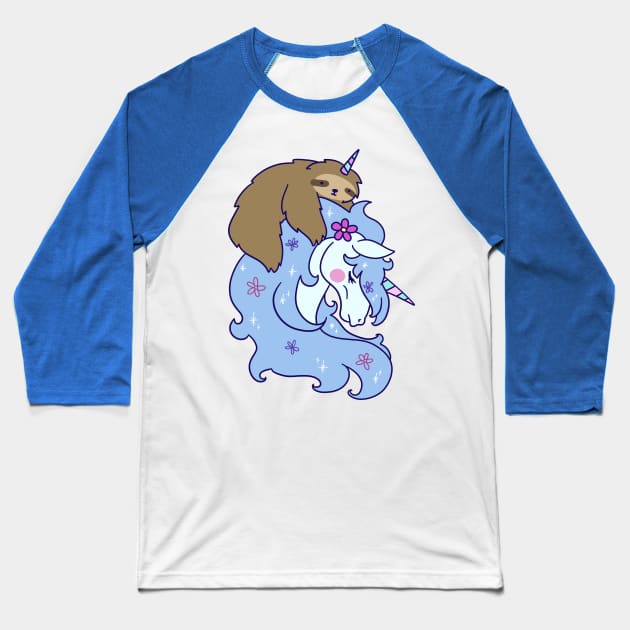 Unicorn and Unicorn Sloth Baseball T-Shirt by saradaboru